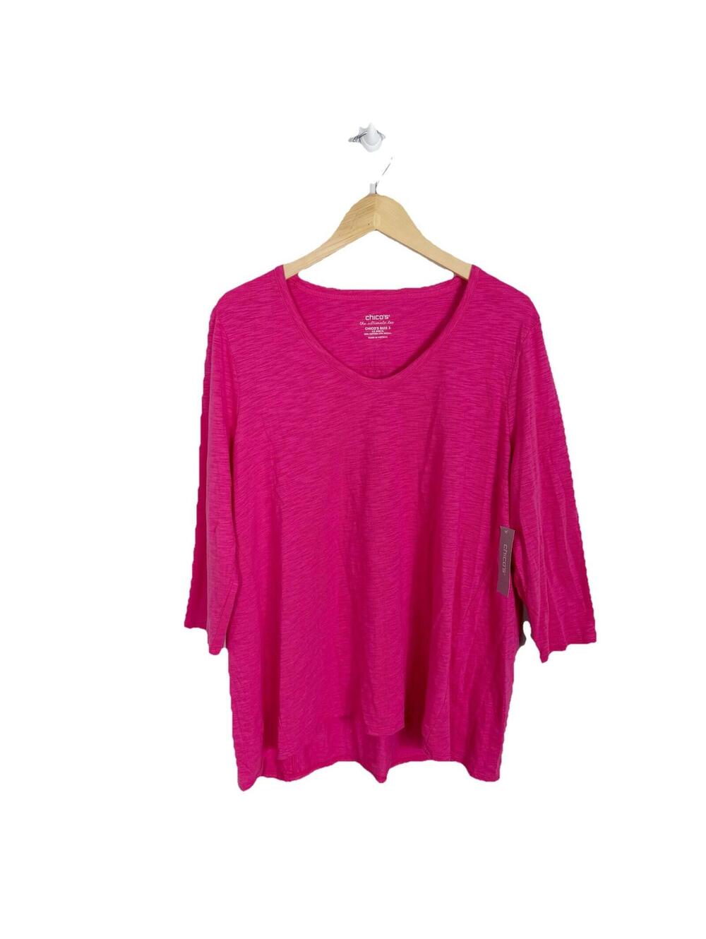 NWT Chico's The Ultimate Tee - Chico's Size 3 (XL) - Pink - 3/4 Sleeve